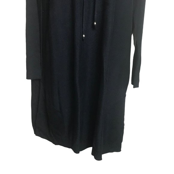 Cupio Black Turtleneck Sweater Dress Size Medium Drawstring Viscose Blend - Picture 3 of 6